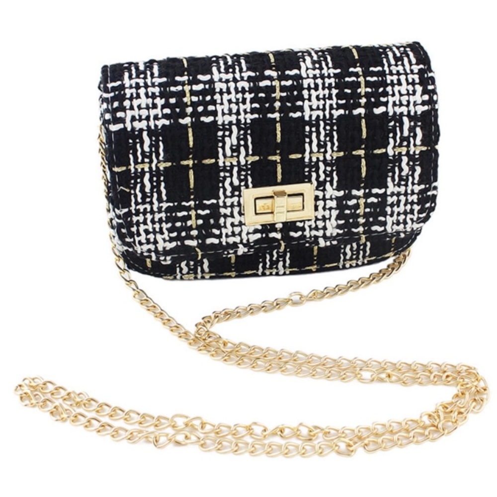 Trendy woolen fabric shoulder bag